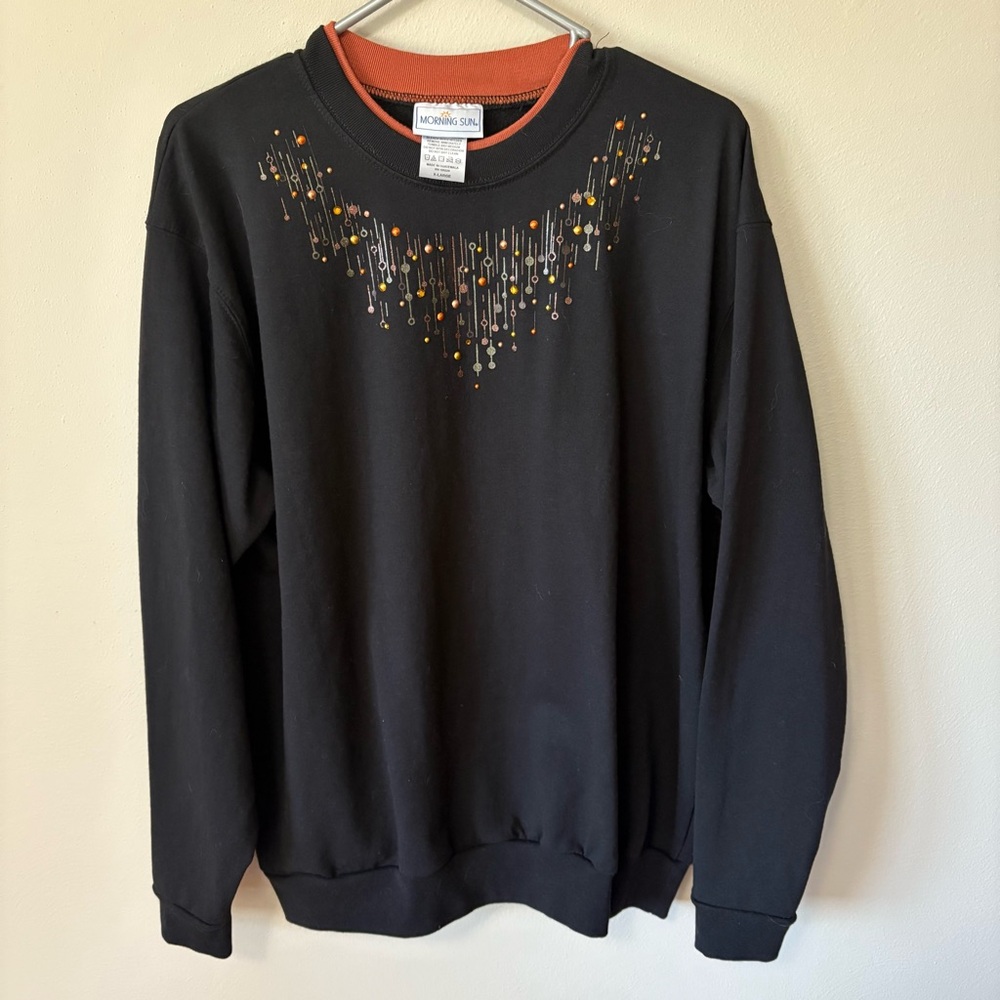 Fall Morning Sun Black and Orange Sweatshirt XL